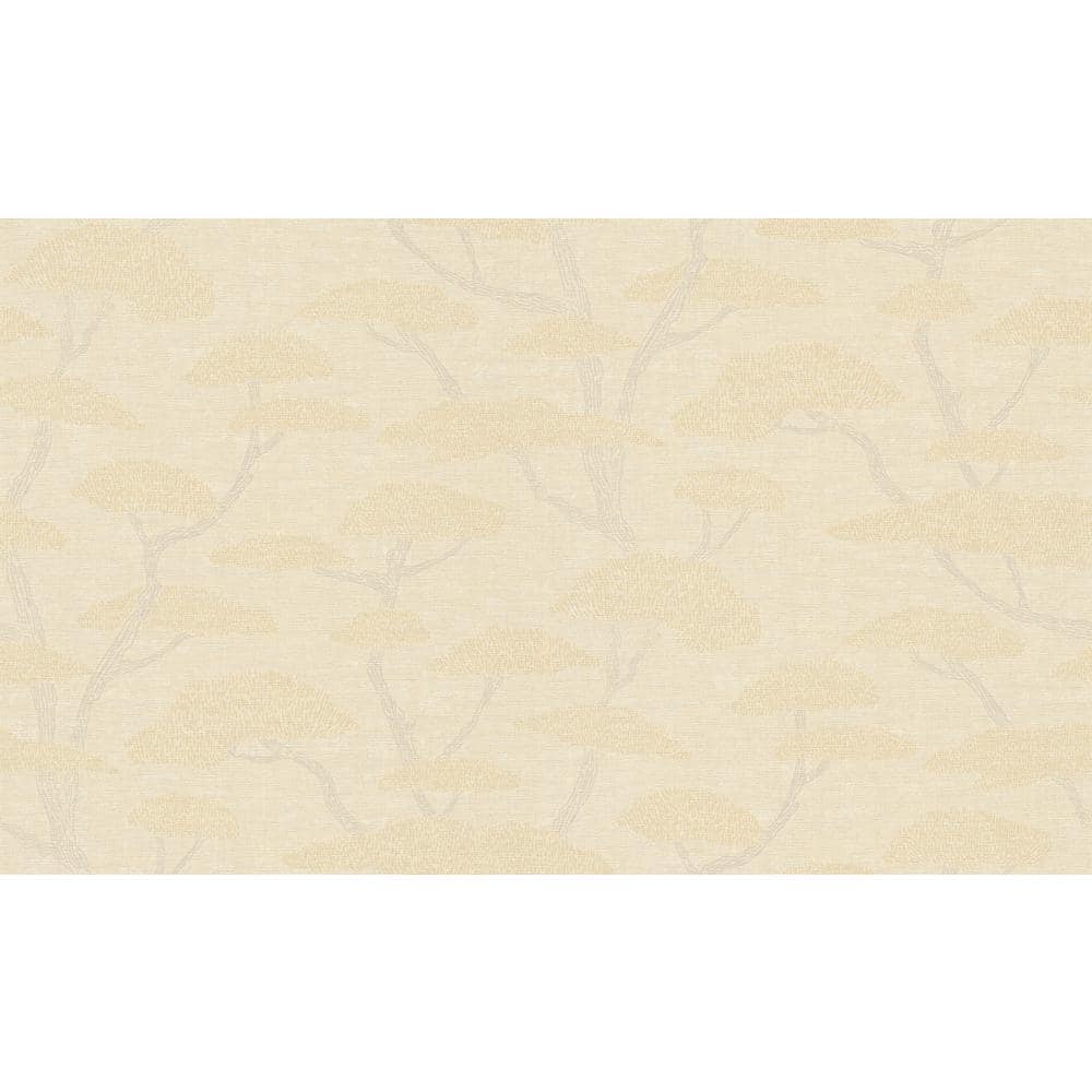 Fusion Collection Chinoiserie Tree Motif Beige/Brown Matte Finish Non-Paste