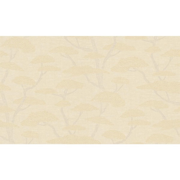 Unbranded Fusion Collection Chinoiserie Tree Motif Beige/Brown Matte Finish Non-Pasted Vinyl on Non-woven Wallpaper Roll