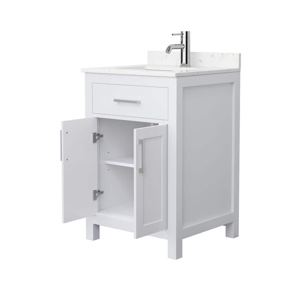 Beckett 24" White Freestanding Single Bathroom Vanity with Carrara Marble Top