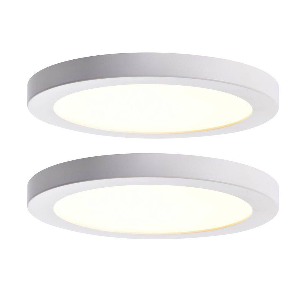 7 in. White Round Flat 3000K 4000K 5000K Integrated LED Disk Flush Mount Ceiling Light for Office Foyer Hallway (2-pack) price history on PriceWatchPro
