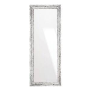 26.5 in. W x 71.5 in. H Weathered Timber Inspired Rustic White and Gray Sloped Framed Wall Mirror