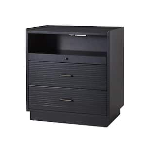 Enzo Black 2 Drawer Nightstand with USB and LED Light