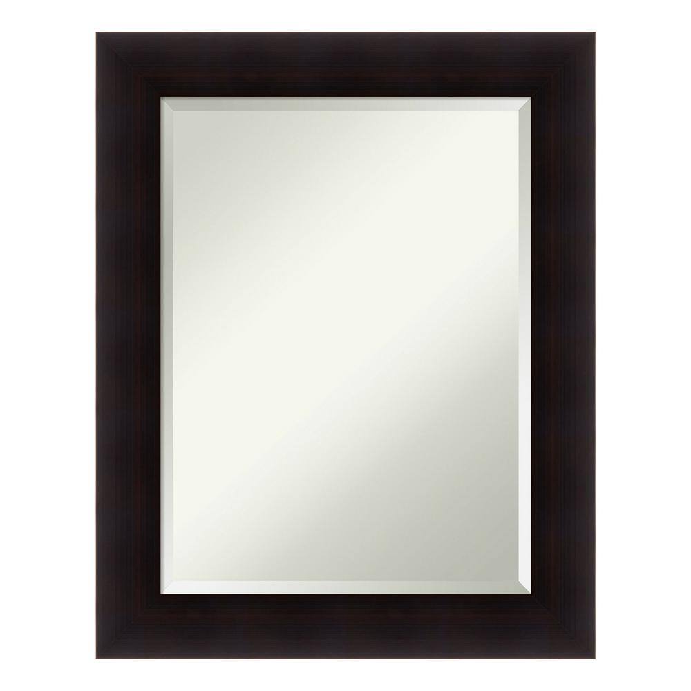 Portico Espresso 23.5 in. x 29.5 in. Beveled Rectangle Wood Framed Bathroom