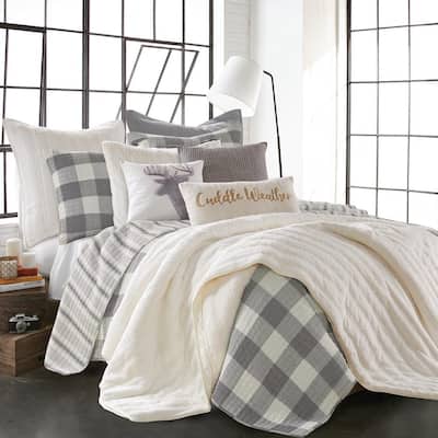 Hvis peeling Læs LEVTEX HOME Camden 3-Piece Grey Checked Cotton Full Quilted Bedspread Set  L17210FBS - The Home Depot