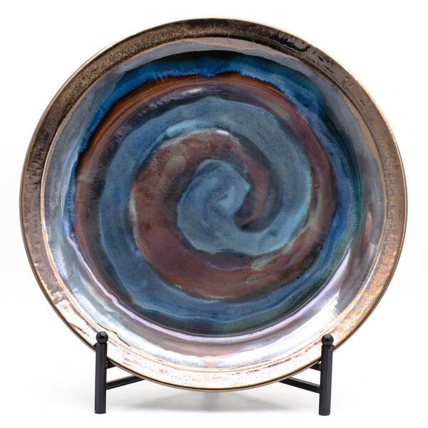 Euro Ceramica Patina Storm Swirled Plate with Stand