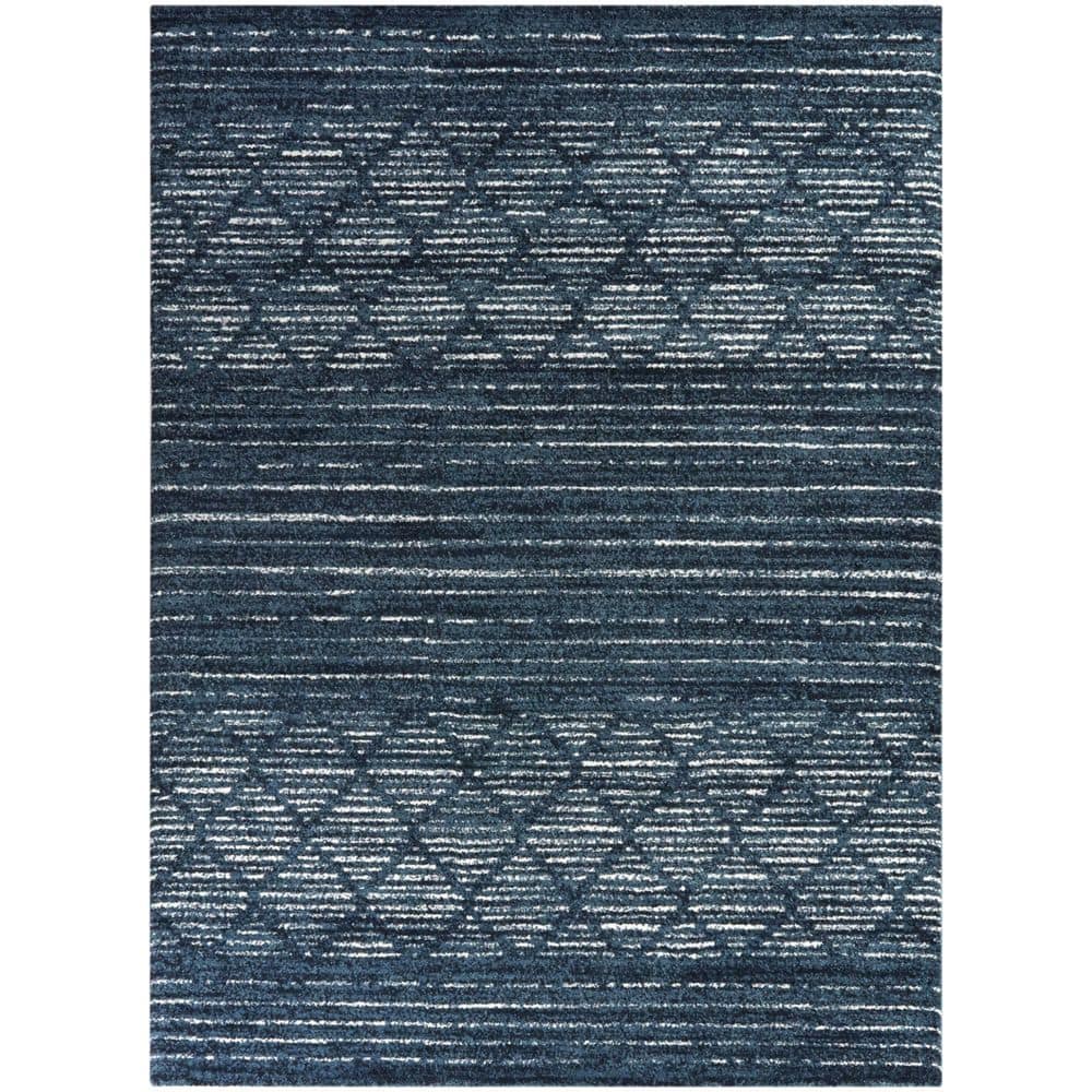 Madera Gray and White Synthetic Non-slip Rectangular Area Rug