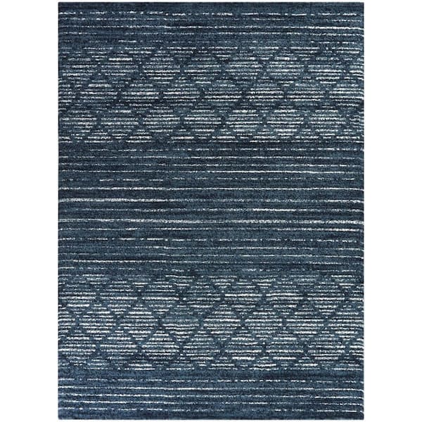 Madera Navy Blue 9 ft. x 12 ft. Stripe Area Rug