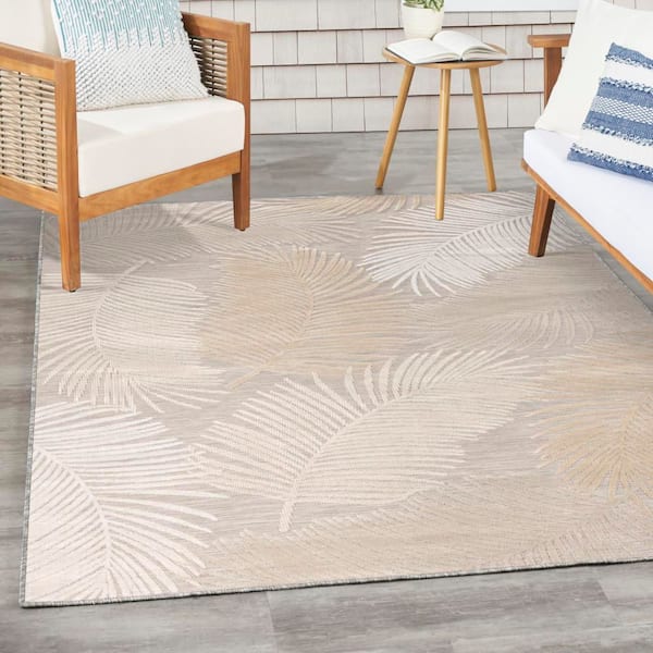 Suncoast Beige 5 ft. x 7 ft. Floral Contemporary Area Rug