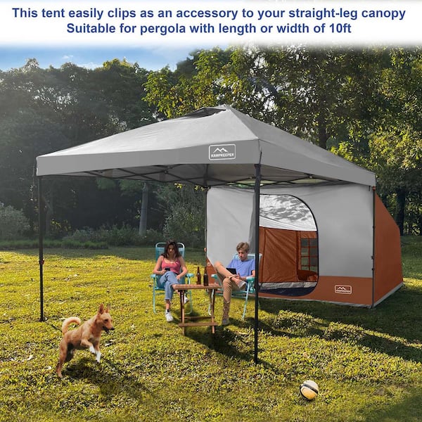 Zeus & Ruta Camping Tent Side Tent for 10 ft. x 10 ft. Orange Pop Up Canopy  with 10' Wide Tents Only Side Tent for Picnics, Camping YJ-377