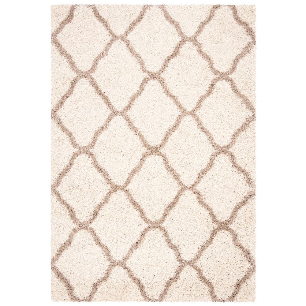 Hudson Shag Ivory/Beige 8 ft. x 10 ft. Diamond Trellis Area Rug price history on PriceWatchPro