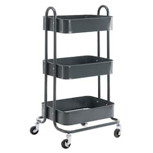 Lavish Home 3-Tier Metal Wheeled Narrow Storage Shelf Organizer Cart  HW0500034 - The Home Depot