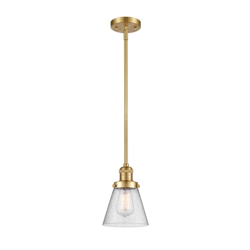 Franklin Restoration 8" Mini Pendant in Satin Gold with Glass Shade