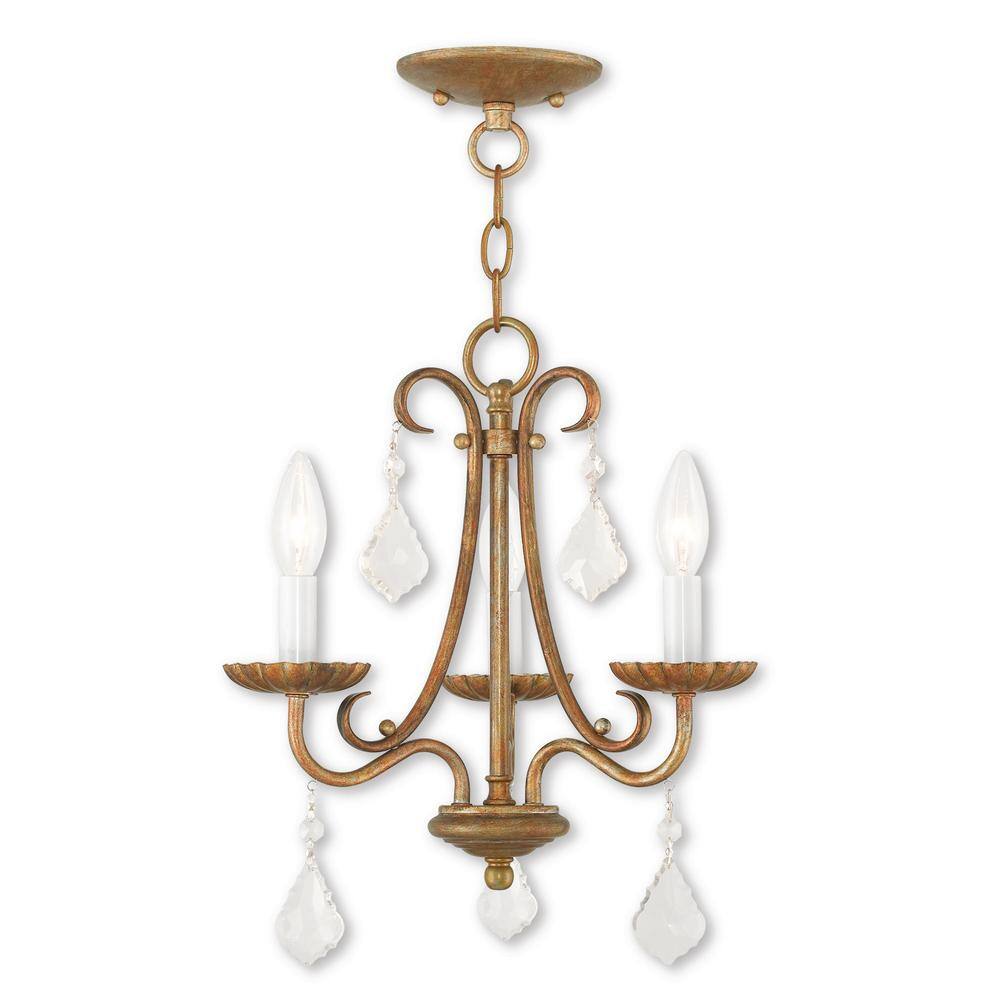 AVIANCE LIGHTING Shirlington 3-Light Antique Gold Leaf Mini AVIANCE LIGHTING Shirlington 3-Light Antique Gold Leaf Mini