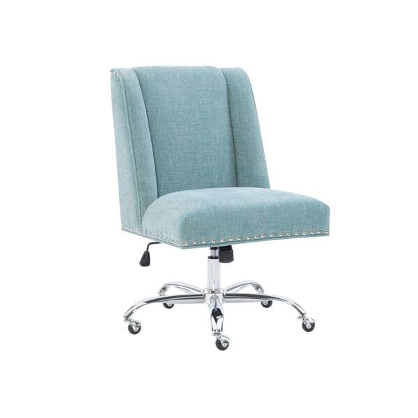 Linon Home Decor Draper 24 in. Width Blue Fabric Task Chair with Adjustable Height