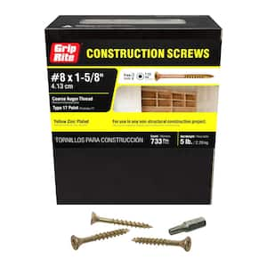 #8 x 1-5/8 in. Star Drive Dual Flat Head Coarse Thread Construction Screws 5 lb. Box