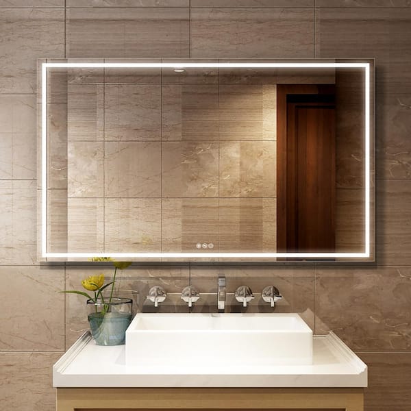 Boyel Living 60 in. W x 36 in. H Frameless Rectangular LED Light Bathroom  Vanity Mirror KF-MD04-6036SF2 - The Home Depot