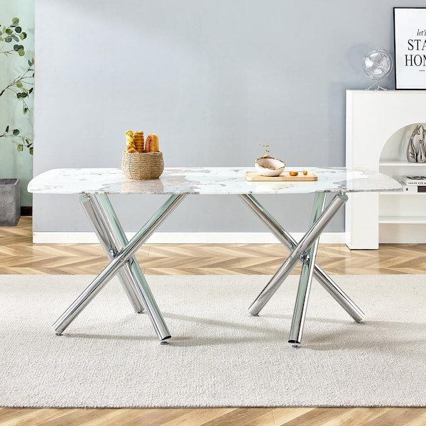Marble table chrome legs discount