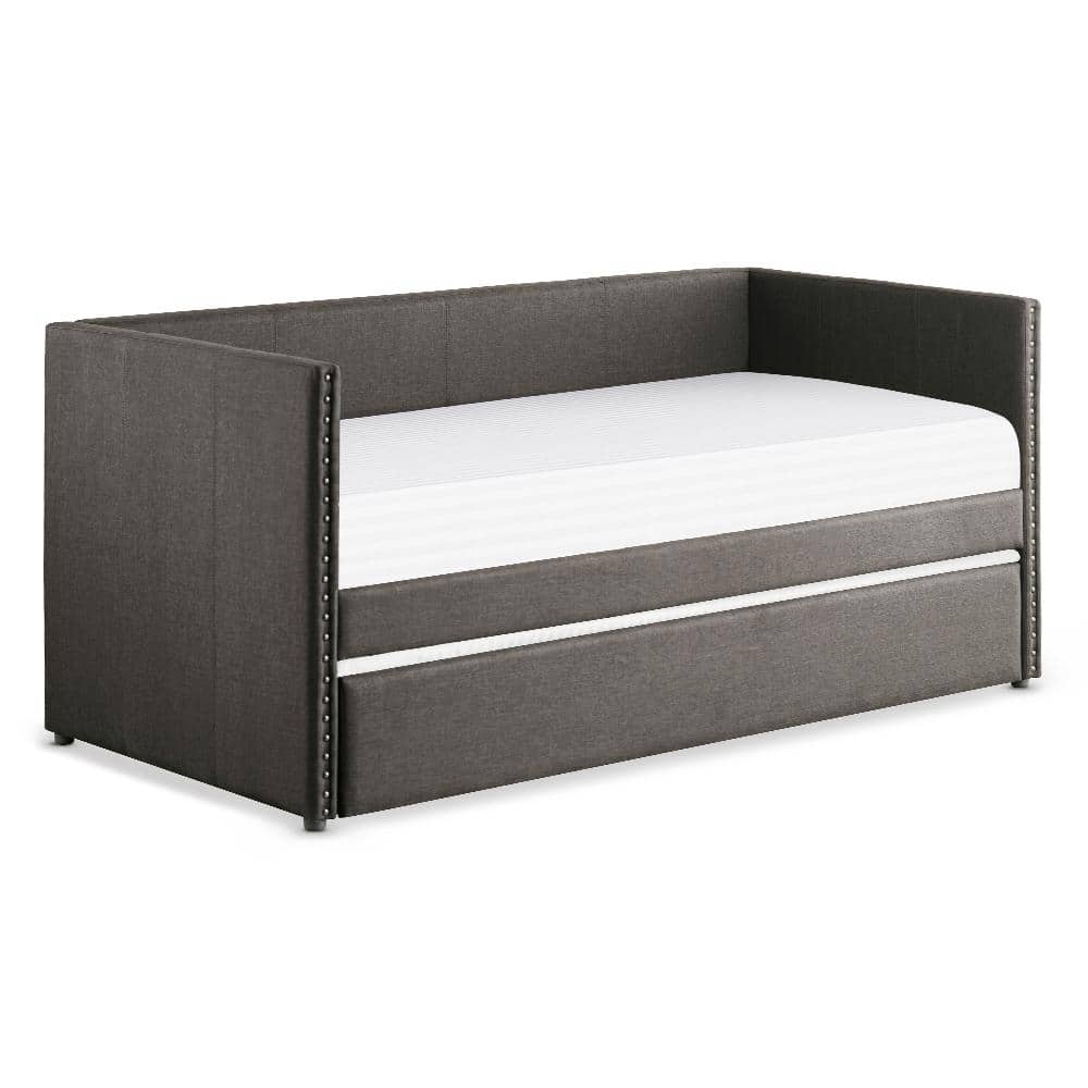 Timmins Gray Fabric Upholstered Twin Daybed with Trundle