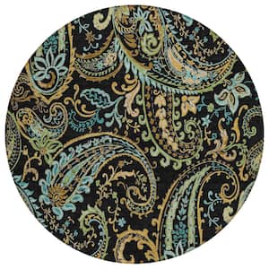 Chantille ACN533 Black 8 ft. x 8 ft. Round Machine Washable Indoor/Outdoor Geometric Area Rug