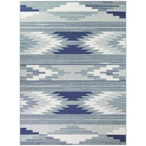 Adan Teal 5 ft. 3 in. x 7 ft. Diamond Indoor/Outdoor Area Rug