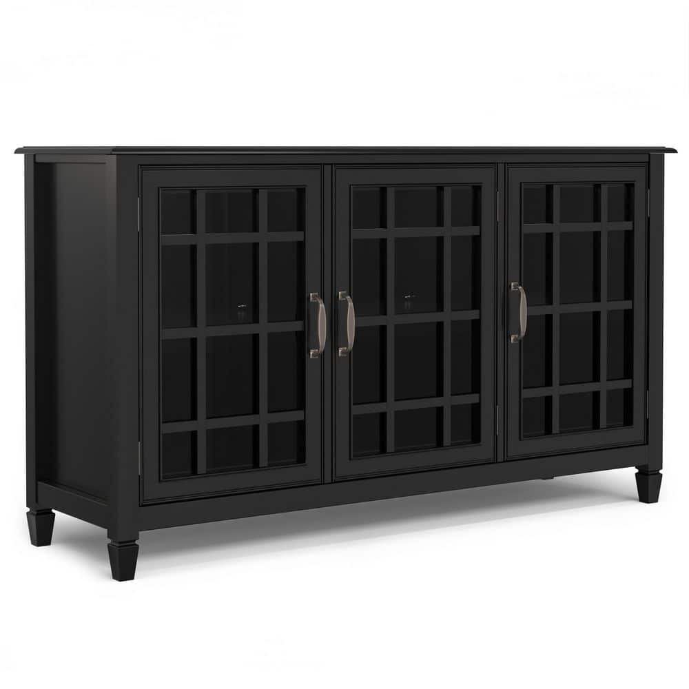 Connaught Solid Wood 60 in. Wide Traditional Wide Storage Cabinet Buffet in Black price history on PriceWatchPro