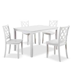 Manheim 5-Piece Rectangle White Solid Wood Top Dining Room Set Seats 4