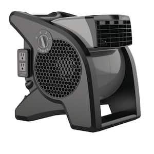11.2 in. 3 Speeds Blower Fan in Gray with Carry Handle, Circuit Breaker, Power Outlets, High Velocity Utility Pivoting