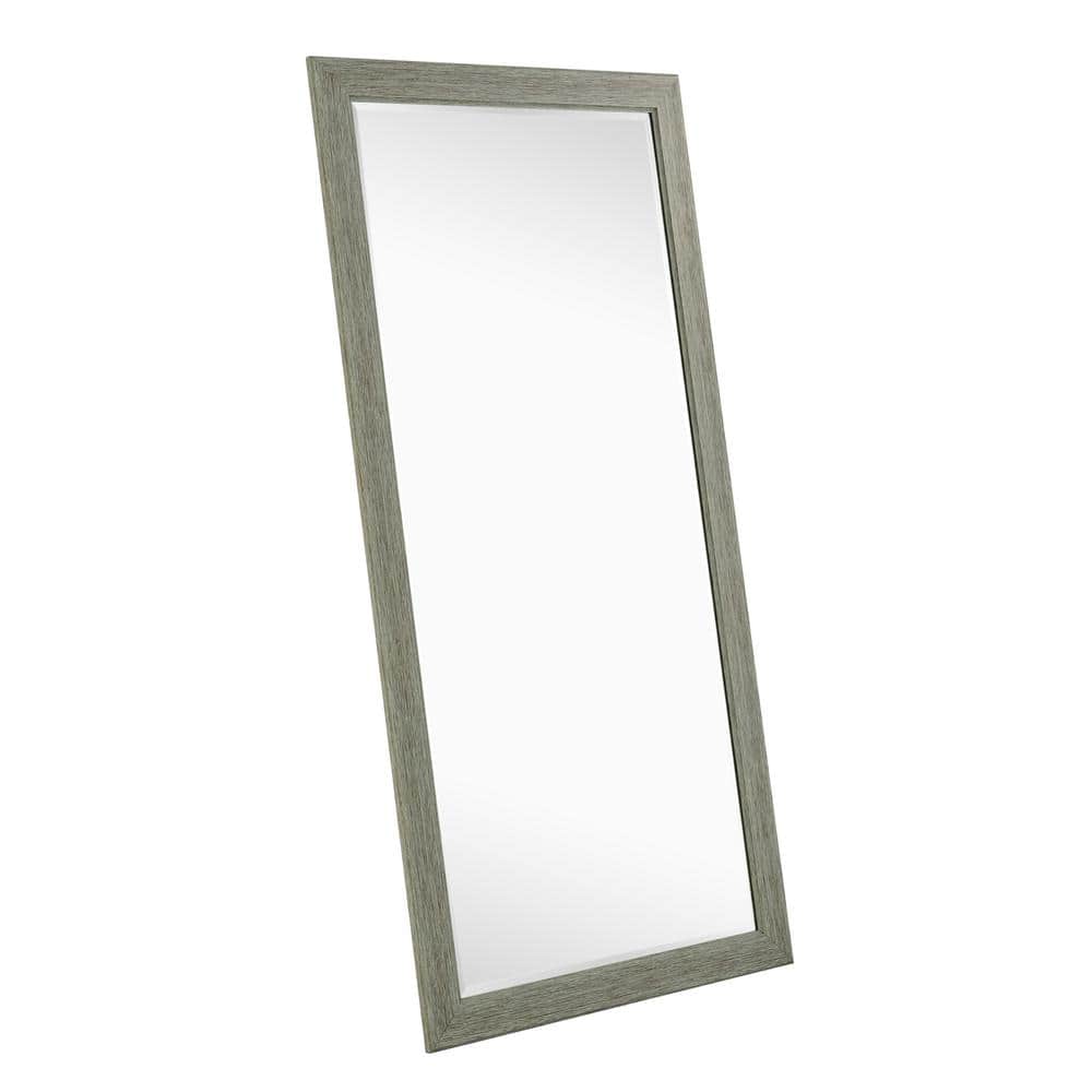 HOMESTOCK 32 in. W x 66 in. H Green Gray Rustic Floor Mirror Rustic