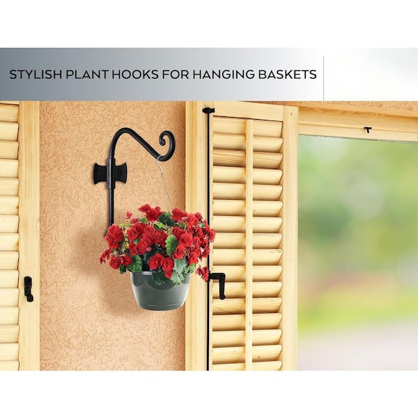 7.5 in. Plant Hangers Heavy Duty Wall Bracket Hooks for Hanging Plants  Baskets Lanterns Wind Chimes-2 Pack Black Jkzzc70151 - The Home Depot