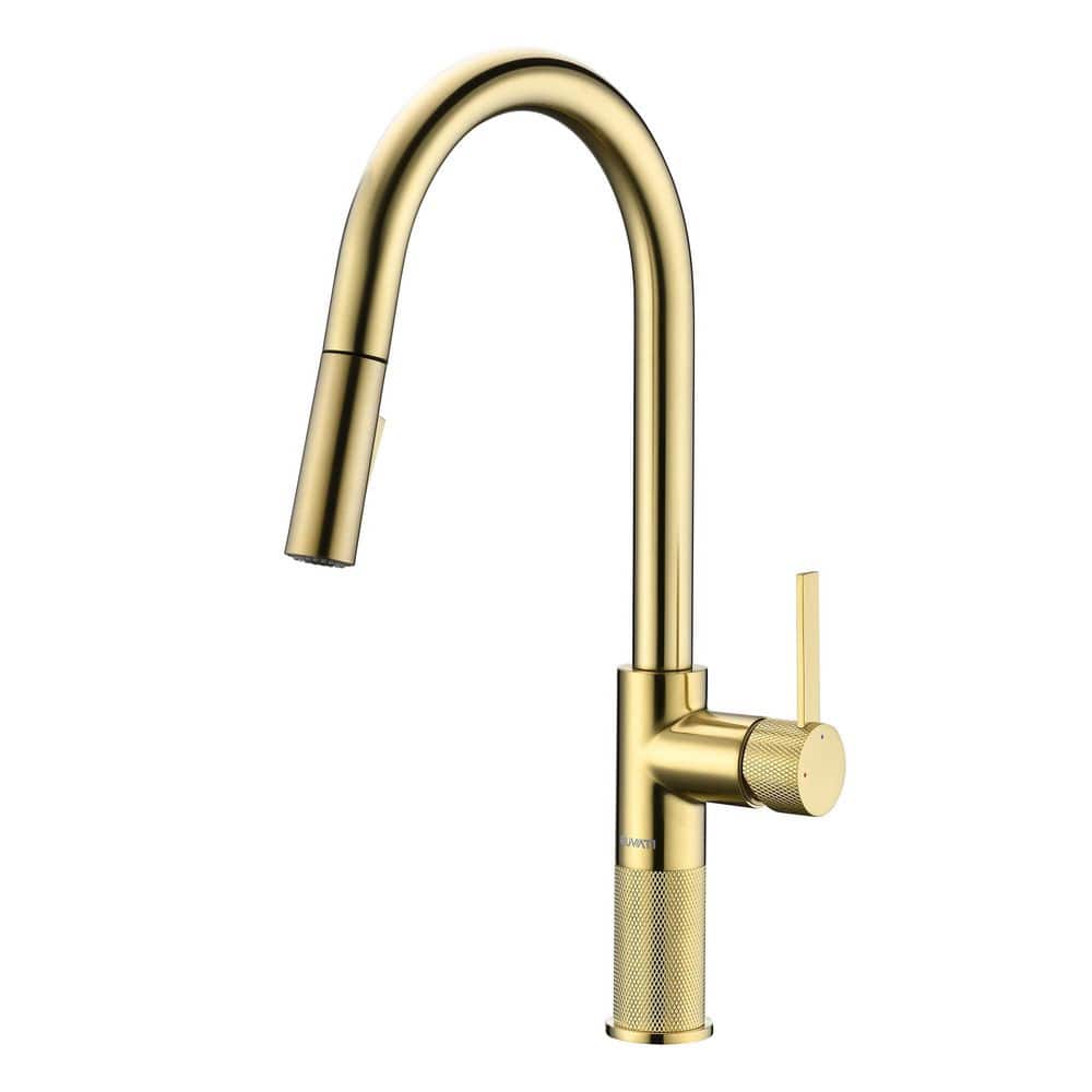 Isola Brushed Gold 17.75 in. H Single Handle Modern Pull Down Sprayer Kitchen Faucet with 360° Spout Swivel price history on PriceWatchPro