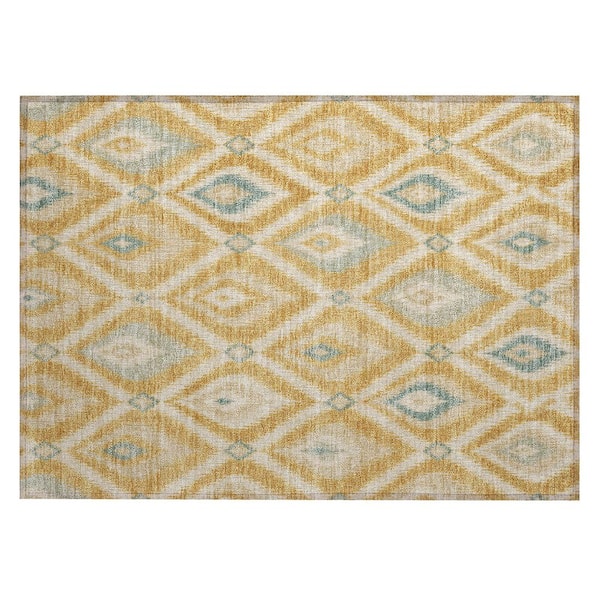 Chantille Machine Washable Indoor/Outdoor Abstract ACN3072 Gold 3 ft. x 4 ft. Area Rug