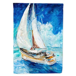 28 in. x 40 in. Polyester Sailboats in Blue Flag Canvas House Size 2-Sided Heavyweight