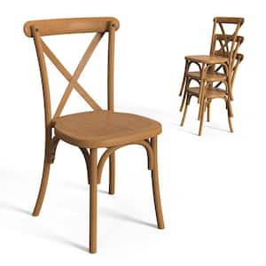 Plastic Outdoor Dining Chair in Wood-Color (Set of 1)