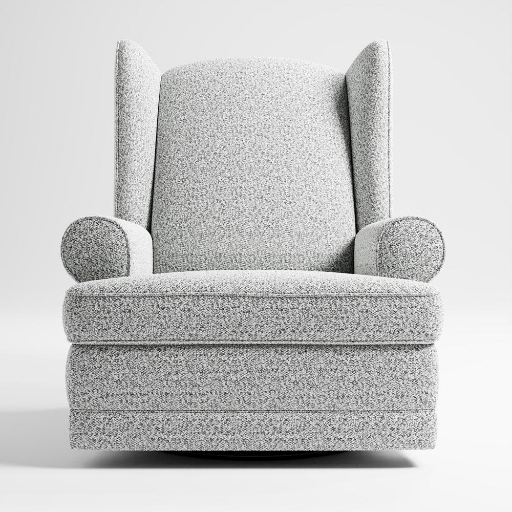 Salt and Pepper Boucle Swivel Recliner with USB Port