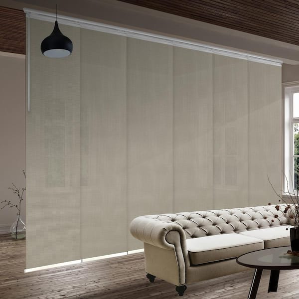 EMOH Soot 70 in. - 130 in. W x 94 in. L Adjustable 6-Panel in White Single Rail Panel Track with 23.5 in. Slates