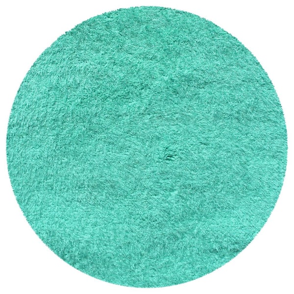 SUPERIOR Shag Ocean Blue 6 ft. 6 in. Round Elegant Soft Plush Area Rug
