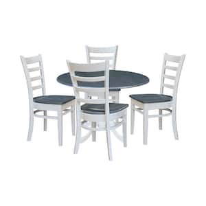White/Heather Gray 42 in. Dual Drop Leaf Table with 4-Side Chairs (5-Pieces)