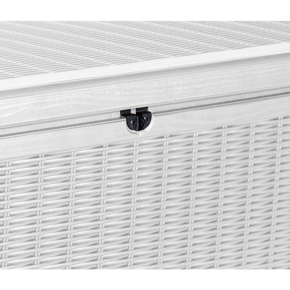White Large Resin Wicker Lockable Deck Box