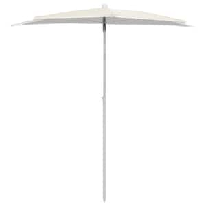 70.9 in. x 35.4 in. Garden Half Parasol with Pole Semicircle Patio Umbrella Beige