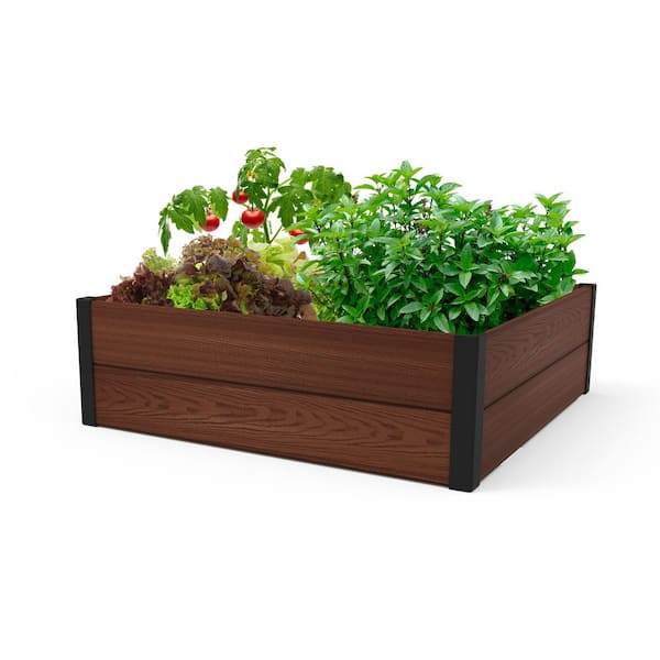 Keter 4 ft. x 4 ft. Brown Resin Outdoor Raised Garden Bed