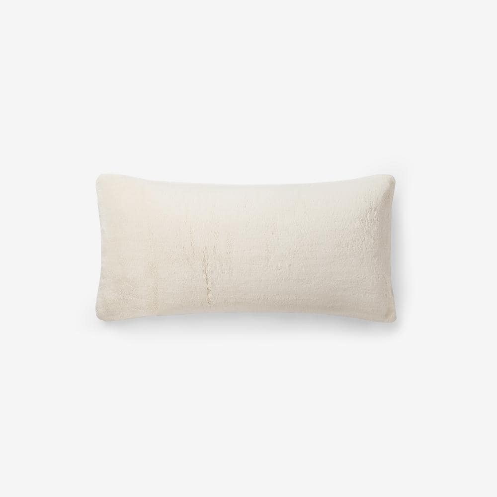 The Company Store Company Cotton Plush Ivory 14 in. x 30 in. Decorative Throw Pillow Cover 85057