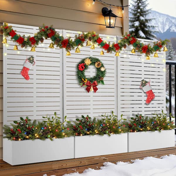 35 in. x 16 in. x 71 in. White Metal Raised Garden Planter Box with Trellis for Climbing Plants and Cucumbers