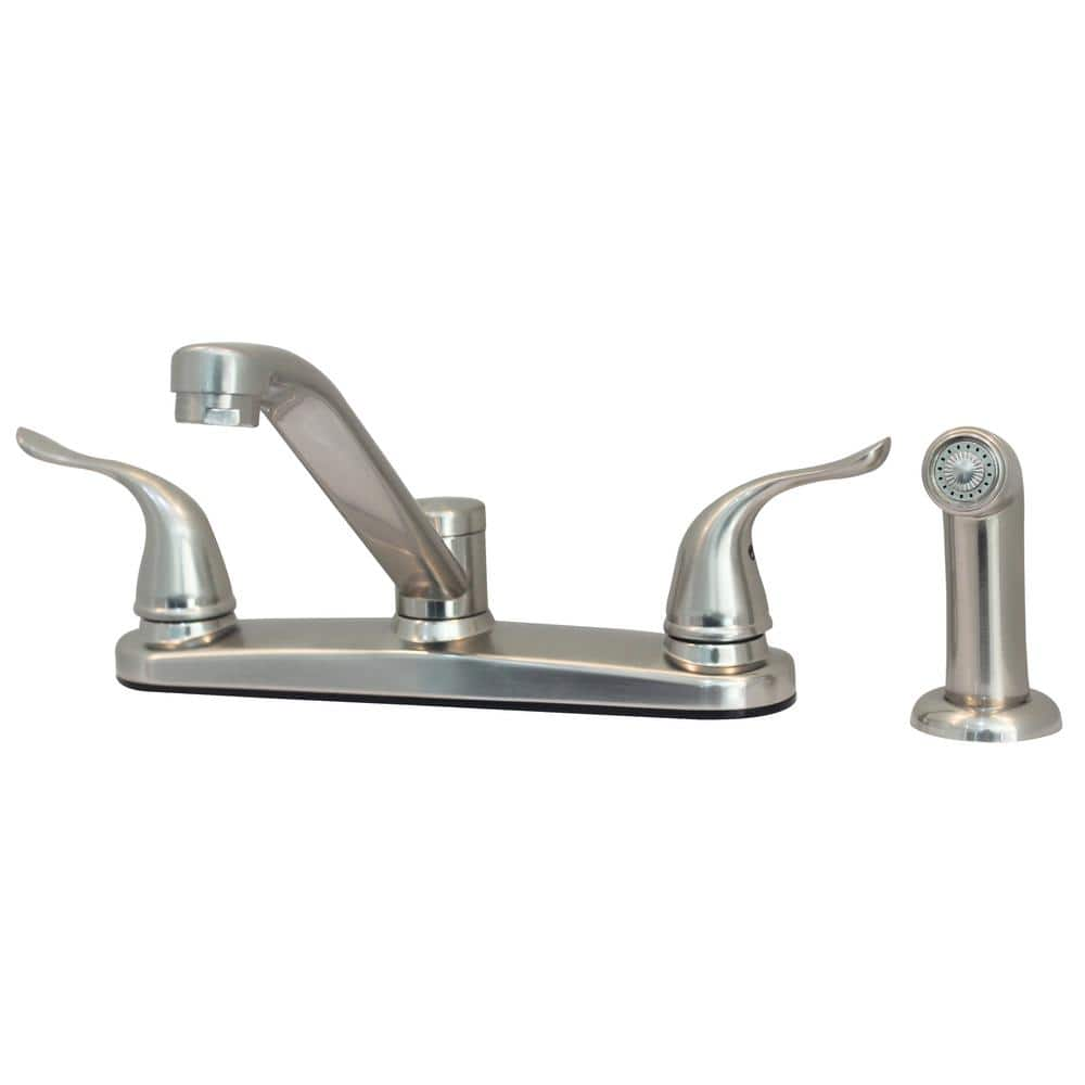 WASSERMAN FAUCETS Dual Wing Handle Traditional Spout Kitchen Faucet with Optional Side Spray in Brushed Nickel