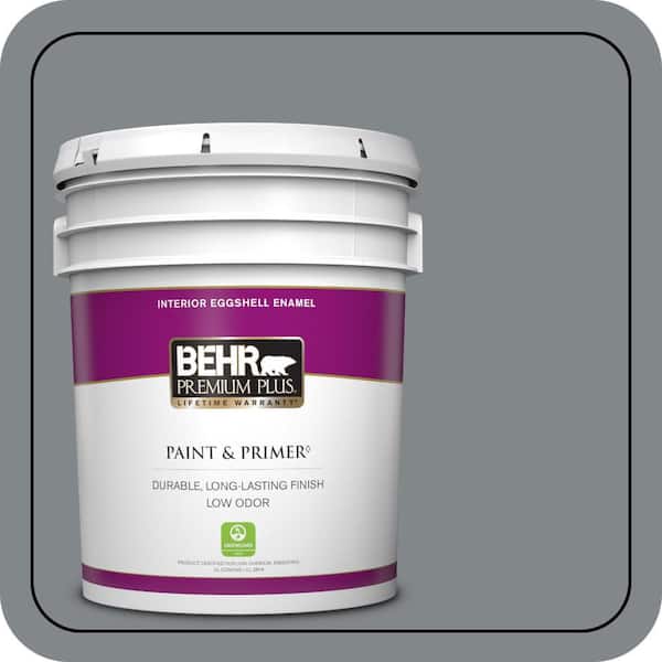 BEHR PREMIUM PLUS 5 gal. #N500-5 Magnetic Gray color Eggshell Enamel Low Odor Interior Paint & Primer