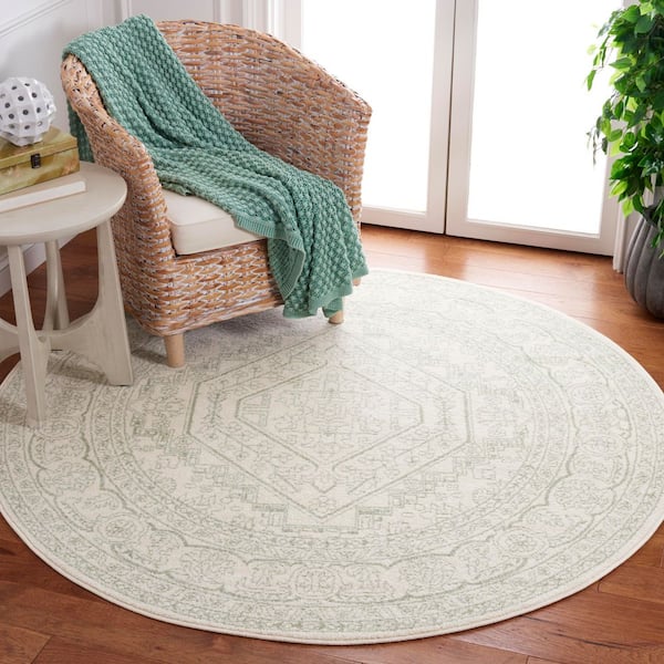 Adirondack 6 ft. x 6 ft. Sage/Ivory Oriental Round Rug