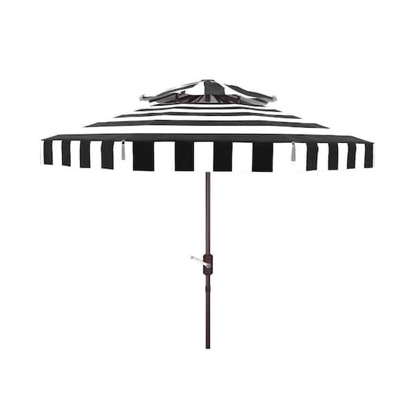 Elsa 9 ft. Aluminum Market Tilt Patio Umbrella in Black/White
