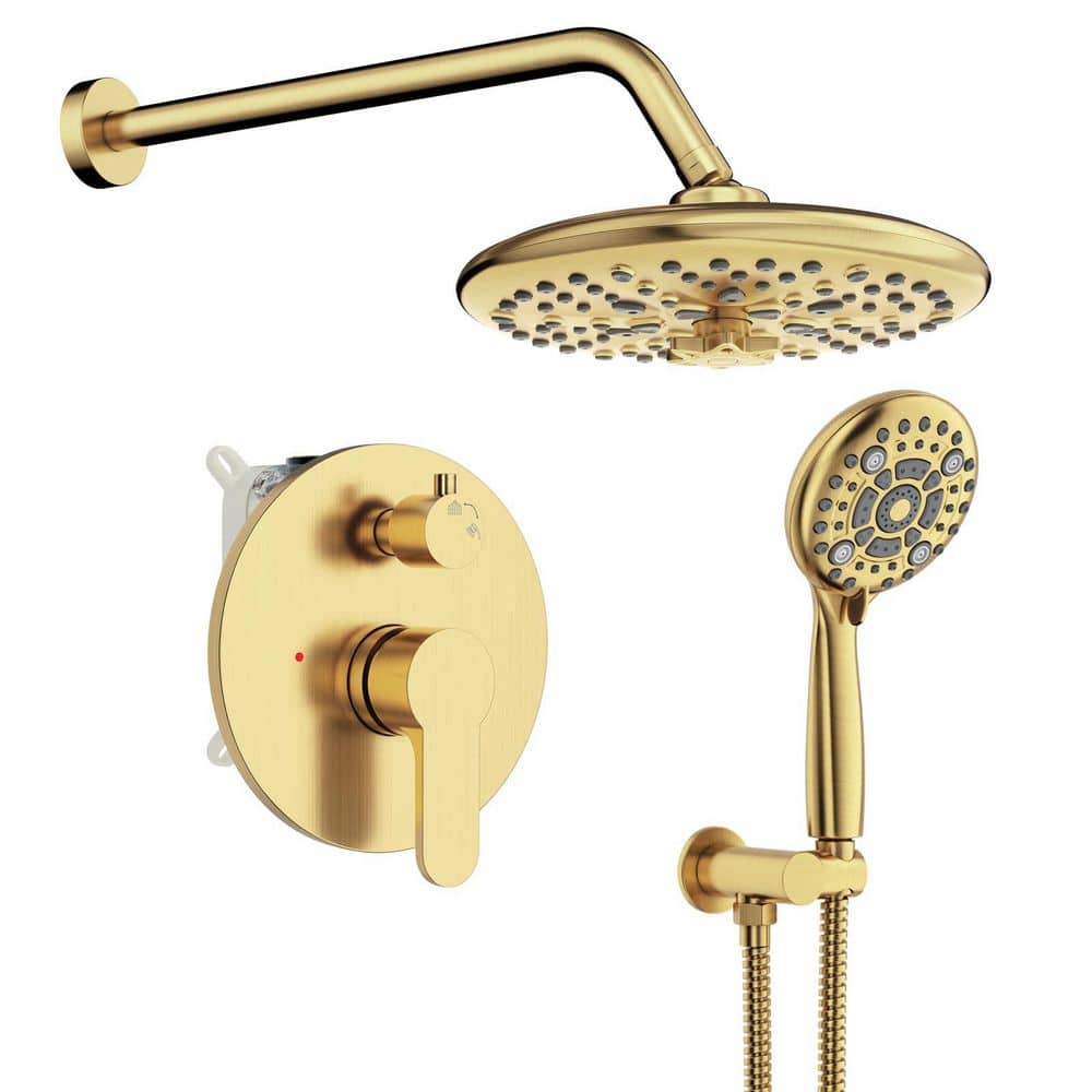 Brushed Gold 10 in. Shower Faucet System with 10 in. Rain Head, Handheld, Valve, Wall Arm and 71 in. Hose price history on PriceWatchPro