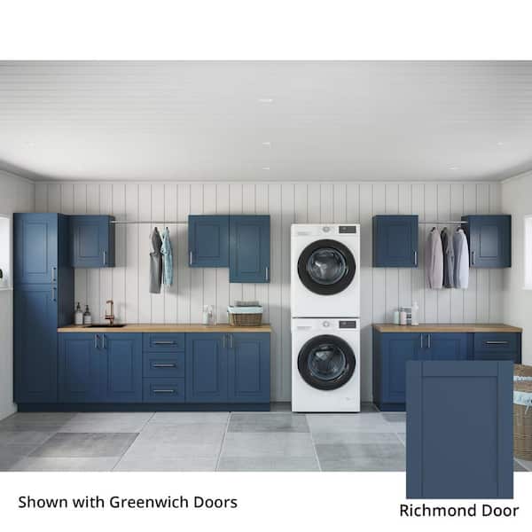 Richmond Valencia Blue Plywood Shaker Stock Ready to Assemble Kitchen-Laundry Cabinet Kit 24 in. x 84 in. x 216 in.