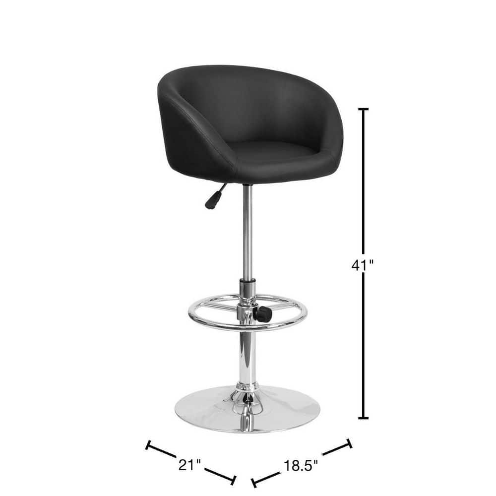 Modern Adjustable Black Vinyl Swivel Barstool with Chrome Base