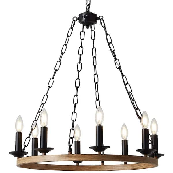 Home Lighting 8 Light Distressed Black Rustic Candelabra Chandelier for Living Room Kitchen with No Bulbs Included
